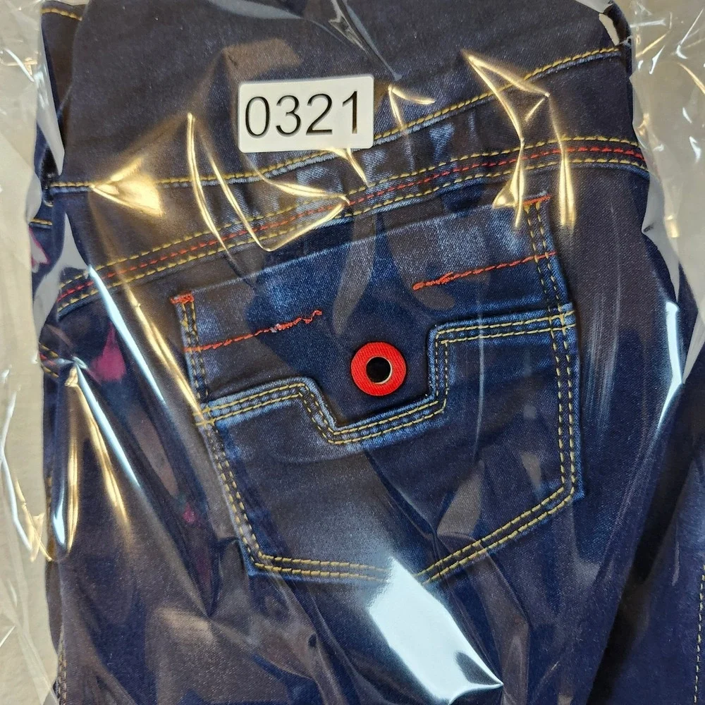 Bon Bon Up Womens High Rise Skinny Jeans Dark Wash Red Button Accents Indigo - Picture 14 of 14